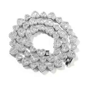 Hip Hop Tennis <b>Chain</b> <b>Necklace</b> Wholesale Fine Gold <b>Silver</b> Cuban Moissanite Jewelry <b>Necklace</b> for Anniversaries gift - Product Image 1