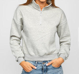 OEM diseñado mujeres sudaderas de algodón en blanco de color sólido de gran tamaño de cuello redondo sudaderas para las mujeres - Product Image 4