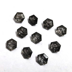 Quartz rutile noir naturel hexagone à facettes 8x8MM cristal de quartz rutile noir de bonne qualité 2.07 ct fabrication de bijoux pierre précieuse en vrac - Product Image 4