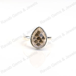 Christmas Sale Solid 925 Sterling Silver Smoky <b>Quartz</b> Pear Shape Checker Cut Ring for Women Fine Handmade Daily Wear <b>Jewelry</b> - Product Image 1