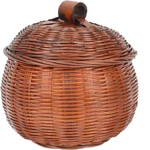 Panier en rotin arrondi fait à la main avec poignée panier en herbe de mer fait à la main élégant pour la maison rangement de la cuisine tenue utilisation faible quantité minimale de commande - Product Image 1