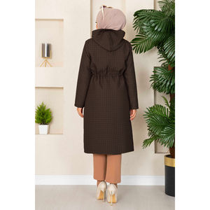Abrigo Acolchado con Capucha Marrón, con Tela Tejida y Estampado, para Mujeres que Usan el Hiyab - Product Image 6