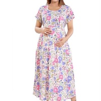 Robe de maternité et d'allaitement en mousseline de soie respirante, écologique, longue, sans manches, imprimée avec lettres, nouvelle collection été