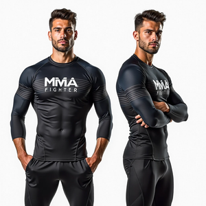 Manches longues MMA BJJ Kimono De Jiu Jitsu Style Formation Compression Rash Guard Résistant Aux UV Extensible Tissu Porter Compression - Product Image 6