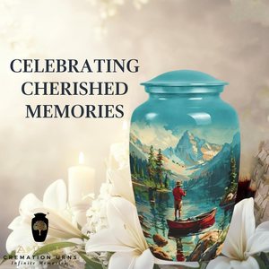 โกศแม่น้ำทำด้วยมืออะลูมิเนียมโกศดีไซน์สำหรับงานศพพร้อมเคลือบ Meena ของที่ระลึกขนาดใหญ่ (220ลูกใน & 3ลูกบาศ์อิน) - Product Image 4