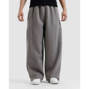 Pantalones Holgados de Pierna Recta en Tejido French Terry con Técnica de Teñido Liso - Product Image 3