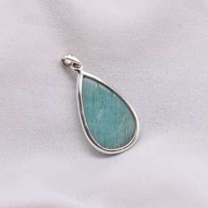 Pendentif Poire en Amazonite, Argent Sterling 925, Bijoux Faits Main, Pierre Naturelle, Collier en Argent, Cadeau pour Femmes et Enfants, Certifié IGI - Product Image 5