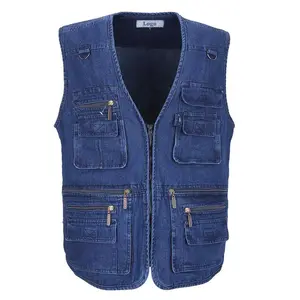 Mens giản dị không tay Jean Áo khoác Denim vest áo ghi lê cho nam giới tùy chỉnh logo & in ấn denim áo khoác