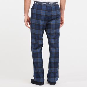 Productos de Verano 2025 Pantalones de Pijama Personalizados para Hombre en Negro y Azul Pantalones de Pijama de Franela para Hombre - Product Image 6