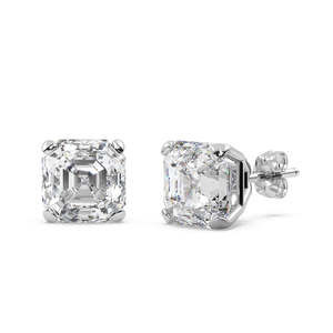 Boucles d'oreilles en diamant taille Asscher de 1,50 ct, or blanc 14 carats (H SI1-SI2) pour mariages et fiançailles, taille princesse avec placage or - Product Image 1