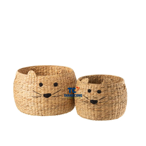 Handwoven <b>SEAGRASS</b> <b>BASKET</b> from Vietnam, Adorable Bear Design Toy Organizer for Kids Room and Nursery Storage - Product Image 1