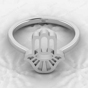 Anillo Artesanal de Plata de Ley 925 con Símbolo Hamsa, Diseño Gitano, Joyería Fina al por Mayor, Oferta de Navidad - Product Image 3