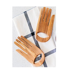 Serveur de salade en bois de meilleure qualité Outils de couverts Accessoire de cuisine Meilleur produit exigeant Main de séparation de salade en bois - Product Image 4