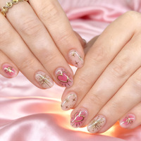 A049 Valentijn Gradient Roze Metallic Goud Opzetnagels 32 stuks Zoete Licht Luxe Groothandel