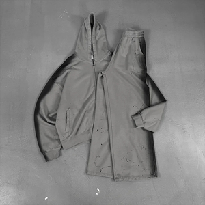 Survêtements en molleton de polyester délavé au soleil personnalisés, style streetwear, respirants, solides, d'hiver, style ample, fermeture éclair, sweats à capuche - Product Image 5