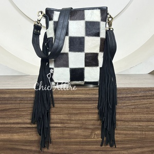 กระเป๋าสะพายไหล่แฟชั่นหนังวัวแท้หรูหราของผู้หญิงความจุขนาดใหญ่กระเป๋าถือลายตารางหมากรุก2025 - Product Image 1