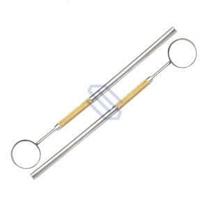 Miroir buccal dentaire #5 avec poignée plaquée or Instruments chirurgicaux dentaires en acier inoxydable CE - Product Image 1