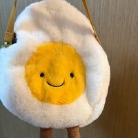 Sac bandoulière en peluche JellyCat Amuseable Happy Boiled Egg, sac à main en peluche doux et tendance, cadeau pour enfants