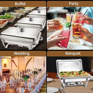 Top Seller Stainless Steel <b>Chafing</b> <b>Dishes</b> for <b>Buffet</b> Roll Edge Designed <b>Chafing</b> <b>Dish</b> <b>Buffet</b> <b>Set</b> Food Warmers for Parties - Product Image 6