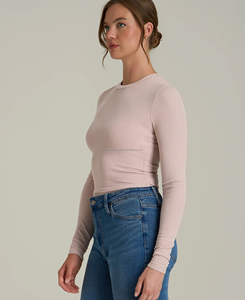 T-shirts courts sportifs à manches courtes pour femmes, taille XS, coupe ajustée, écologiques, séchage rapide, respirants, anti-rides, tissu côtelé - Product Image 3