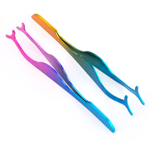 ANAAIF Acero inoxidable Moda Multi-Color Aplicador de pestañas Pinzas Extensión de pestañas Herramienta de depilación de cejas - Product Image 5