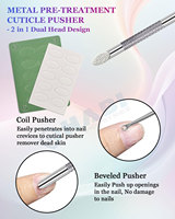 Boucle poussoir à cuticules pré-traitement dissolvant de cuticules en acier inoxydable rond poussoir à cuticules en gros poussoirs de manucure outils de beauté