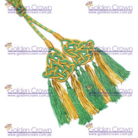 Couronne dorée en gros GC-01652, cordon de ruban de brocart avec cordon bleu et or, couleur personnalisée et glands pour vêtements et rideaux
