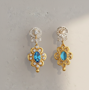 ต่างหูทรงหยดน้ำประดับบลูโทแพซ CZ ขนาด 4 นิ้ว ทำจากเงินแท้ 925 ชุบทอง 18K เหมาะสำหรับงานปาร์ตี้ งานแต่งงาน ของขวัญสำหรับเธอ - Product Image 1