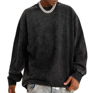 Basics Vintage 300g Oversized Men's 100% Cotton <b>Hoodies</b> and Sweatshirts Acid Wash Streetwear Crewneck Long Sleeve Sweatshirts - Product Image 1