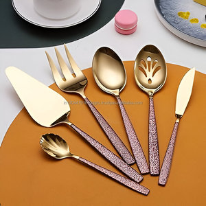 Vente chaude hôtel de luxe 6 pièces or couverts vaisselle personnalisé ensemble d'ustensiles de service pour la cuisine - Product Image 5