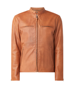 Blouson en cuir d'agneau véritable personnalisable pour homme 2026, marron, à fermeture éclair, col montant, mode hiver, options de tailles et de couleurs - Product Image 1