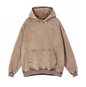 Sweat à capuche personnalisé pour hommes 420 Gsm Heavyweight Breathable Acid Washed Vintage Look 100% Cotton Front Logo Oversized for Autumn - Product Image 3