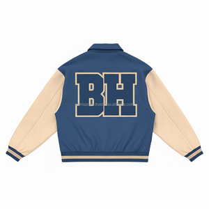450 GSM laine lourde Varsity Jacket bleu Beige manches doublure douce personnalisé Chenille broderie école Style femmes Varsity Jacket - Product Image 2