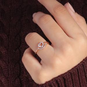 แหวนรูปหัวใจเคลือบทอง14K สินค้าใหม่ฉลองครบรอบแต่งงานแหวนหมั้นได้รับการรับรองมาตรฐาน IGI - Product Image 5