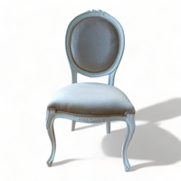 Chaise de salle à manger Louis XV en bois massif blanc vieilli avec siège rembourré, design moderne, pliable pour appartement et parc