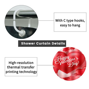 Custom Printed Waterproof Shower Shower <b>Curtain</b> for Bathroom Waterproof Polyester <b>with</b> <b>Hooks</b> - Product Image 2