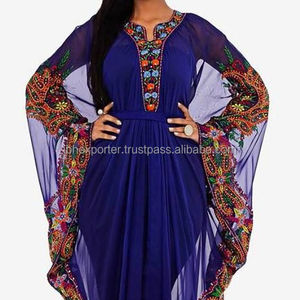 Irani Muslim <b>Women</b> Butter Fly Style <b>Kaftan</b> With Loose Fabric and Heavy Floral Embroidery on Side - Product Image 1