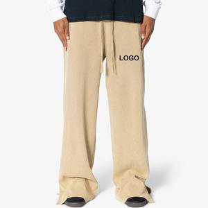 Pantalons de survêtement amples en coton pour homme, personnalisés, à bas ouvert, unisexes, avec cordon de serrage, jambes droites, amples, style jogger - Product Image 1