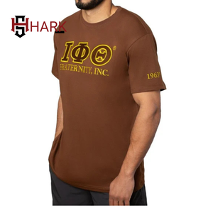 T-shirts Fraternité Marron Coton Jersey Lota Phi Theta Lettre Brodé Confortable sonnerie Divine Nine Hommes T-shirts - Product Image 6