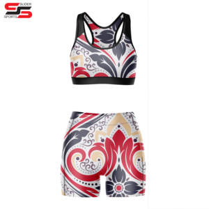 ชุดเสื้อชั้นในและกางเกงขาสั้นสำหรับใส่เต้นของผู้หญิงกางเกงขาสั้นสำหรับฝึกซ้อมเสื้อใส่โลโก้แบบระเหิดดีไซน์ฟรี - Product Image 3