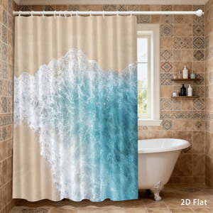 Custom Printed Waterproof Shower Shower <b>Curtain</b> for Bathroom Waterproof Polyester <b>with</b> <b>Hooks</b> - Product Image 1