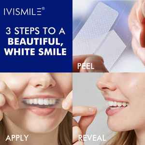Strisce Sbiancanti per Denti IVISMILE da 28 Pezzi HP/CP/Senza Perossido OEM/ODM Rimuovi Macchie Gusto Menta da Viaggio/Casa Uso Asciutto/Bagnato - Product Image 4
