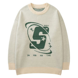 Custom Make OEM & ODM <b>Men</b> Sweaters Jacquard Cartoon Pullover Knitwear Fashion Knit Sweater Crew Neck Cotton <b>Black</b> Custom Sweater - Product Image 1