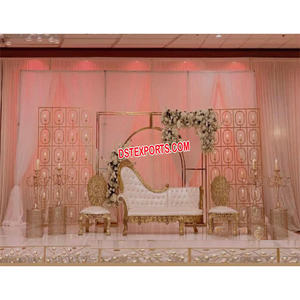 Decoración de escenario lujosa con paredes de vela, telón de fondo de Metal para escenario, elegante, para recepción - Product Image 1