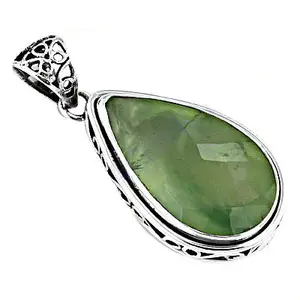 Collar con Colgante de Jade Verde en Plata de Ley 925 para Mujer, Cadena de Eslabones Moderna para Compromiso o Boda, Diseño con Forma de Número - Product Image 2