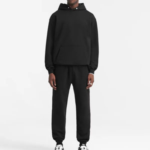 Chándal de algodón y poliéster de peso pesado OEM al por mayor, conjunto de Sudadera con capucha para correr, logotipo impreso personalizado, conjunto de Sudadera con capucha de peso pesado para hombre - Product Image 3