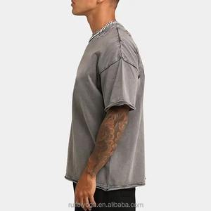 Vente en gros de vêtements T-shirt à épaules tombantes en coton 290gsm 100% personnalisé pour hommes de grande taille - Product Image 3