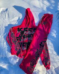 Personalizado de los hombres XL lavado con ácido Vintage conjunto de entrenamiento 500gsm Sudadera con capucha pulóver desgastado apliques parche bordado apilado transpirable - Product Image 1