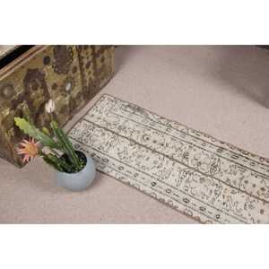Tapis turc 1,5x3,9 pieds, petit tapis vintage, tapis blanc à fleurs - Product Image 5