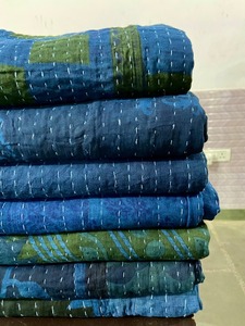 Kantha <b>Baby</b> Blanket Cotton Quilt, Hand Block Printed Giraffe Print Soft <b>Muslin</b> Quilt <b>Baby</b> Size Soft Cotton Handmade Quilt - Product Image 4